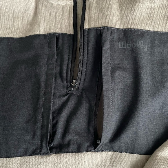 Woolly Women's Merino Fleece Quarter Zip - Small / Sand With Charcoal Panels - Picture 4 of 5
